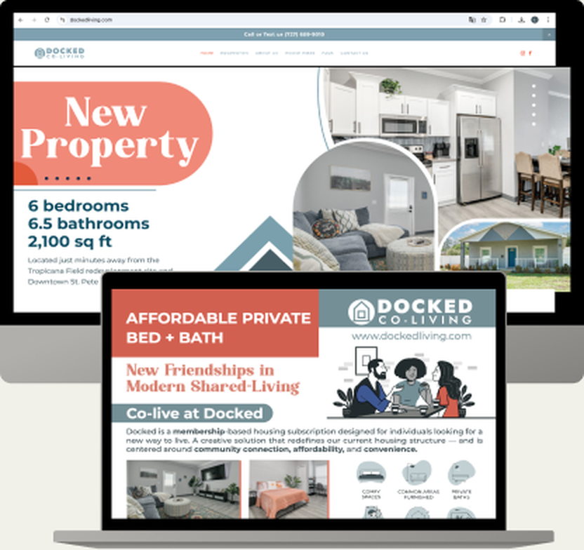 Docked Co-Living website and social campaign design