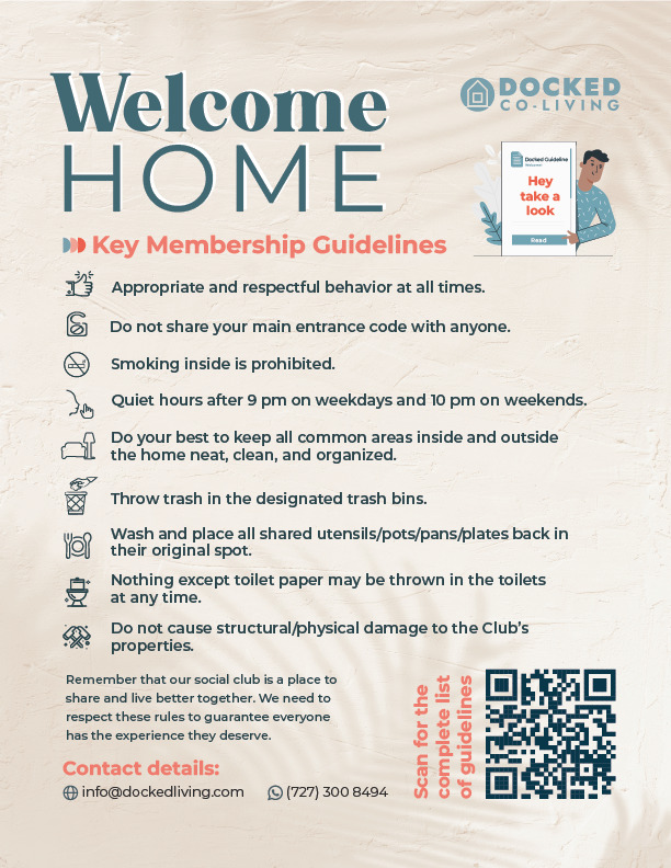 Welcome Home — key membership guidelines flyer