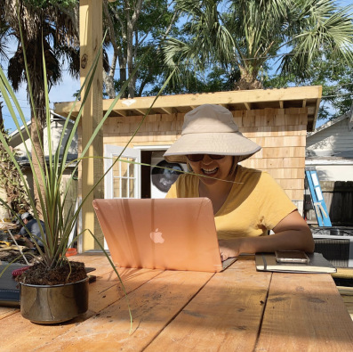 Resident working outdoors at a Docked property