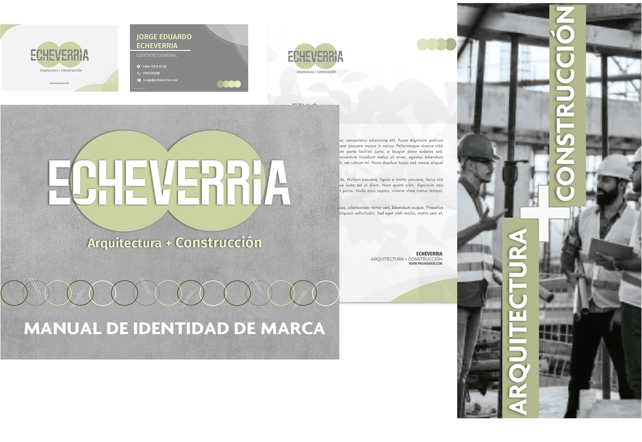 Echeverría brand manual, business cards and letterhead