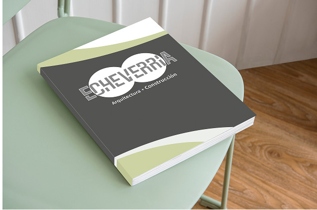 Echeverría brand manual on a table