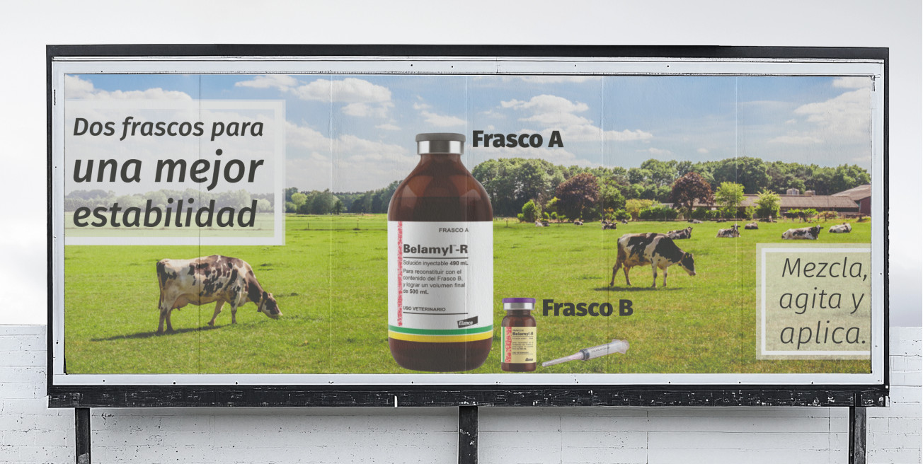 Belamyl-R billboard — Dos frascos para una mejor estabilidad