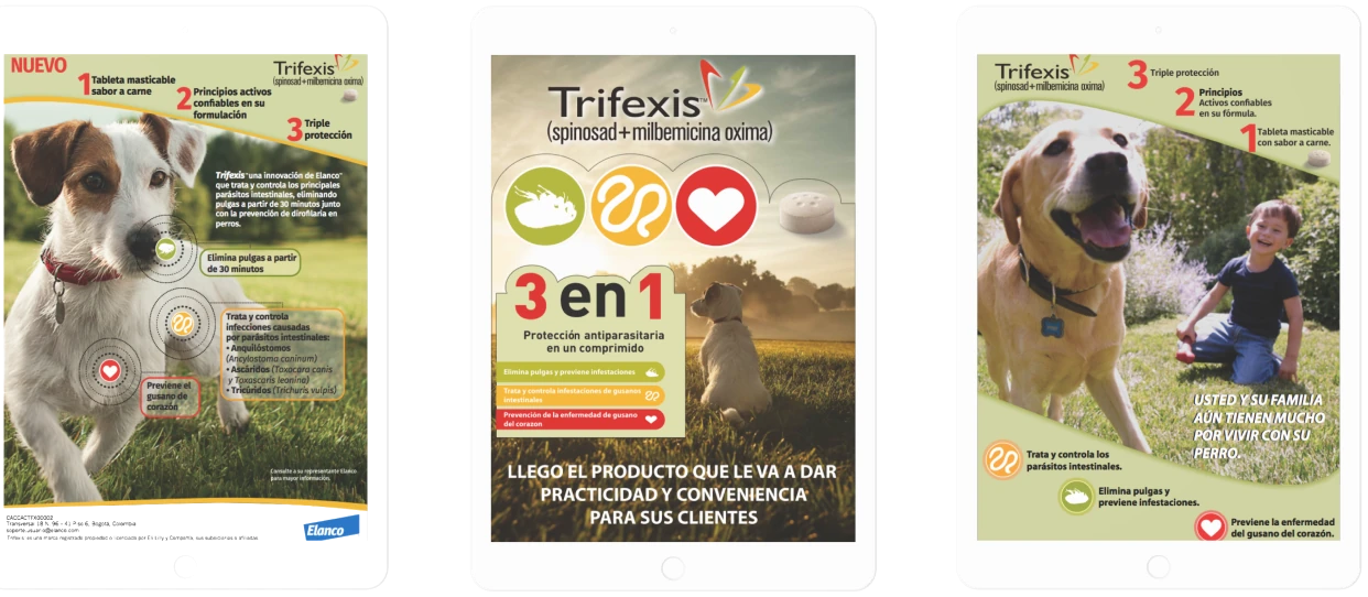 Trifexis campaign shown across three tablets