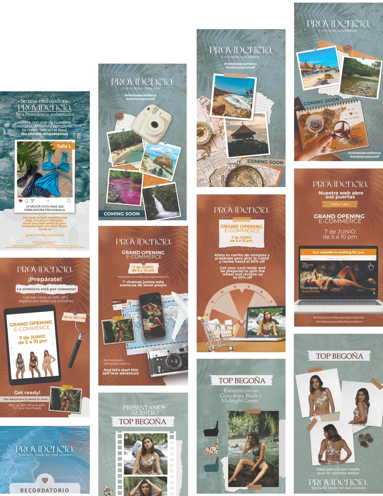 Providencia Instagram stories and grand opening campaign pieces