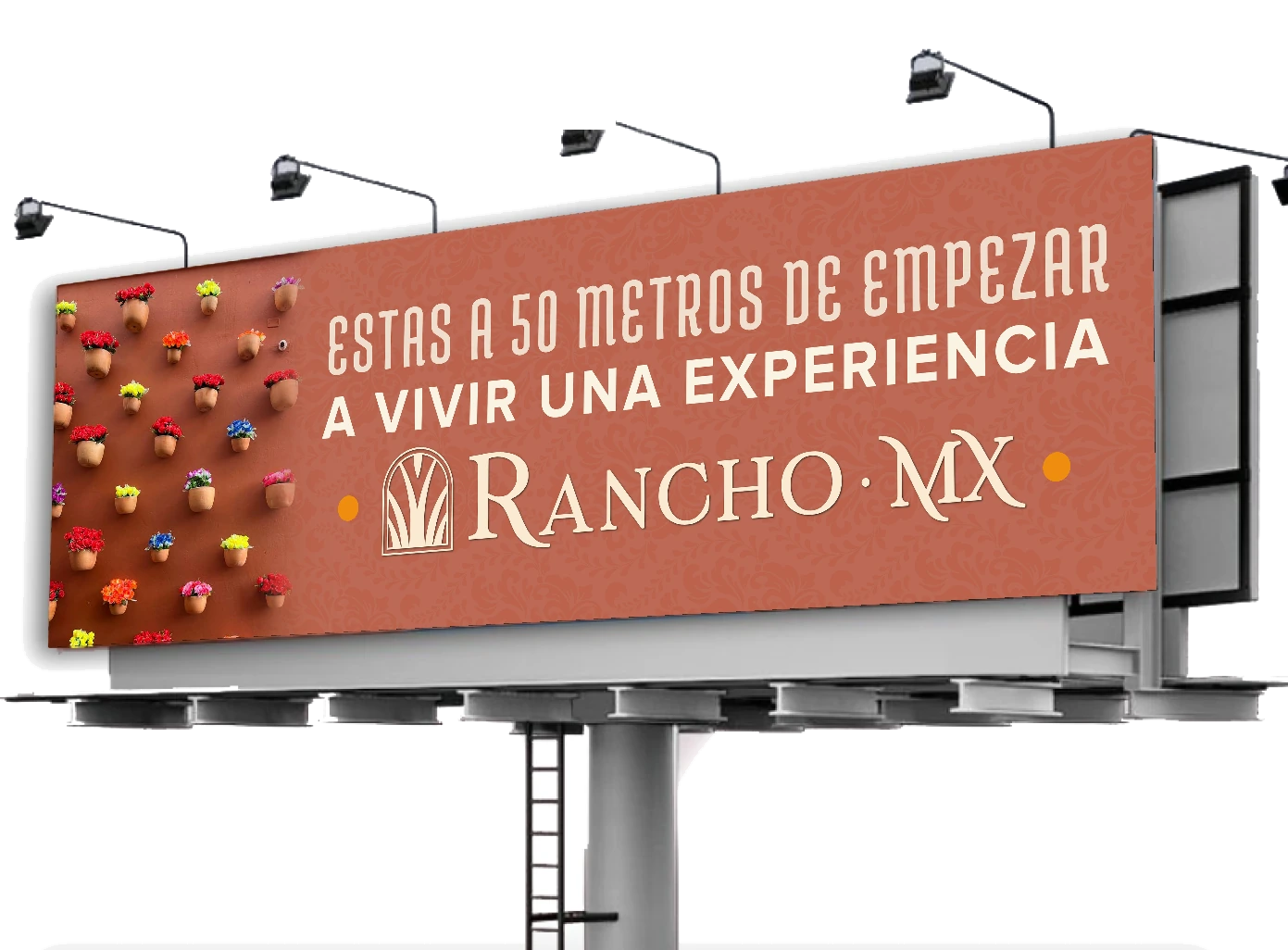 Rancho MX billboard: Estás a 50 metros de empezar a vivir una experiencia